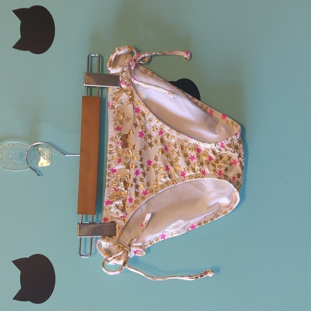 Victoria's Secret Bikini Bottom Side Tie Medium Gold Stars